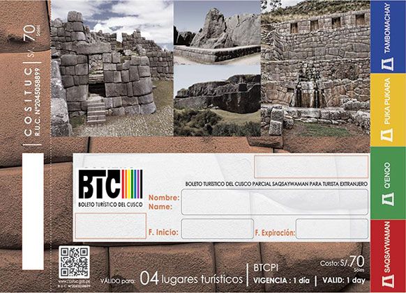Boleto parcial City Tours - Cusco.
