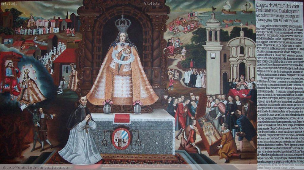 Pintura de la VIrgen de Belen en la catedral de Cusco
